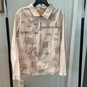 Vintage Embroidered and Beaded White Stag Jacket